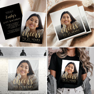 Custom Foto Cheers 21. Geburtstag Party T-Shirt