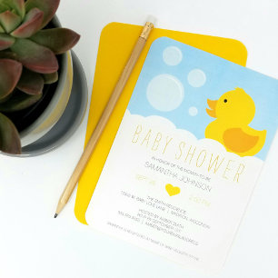 Einladung der Ducky Babydusche aus gelbem Gummi