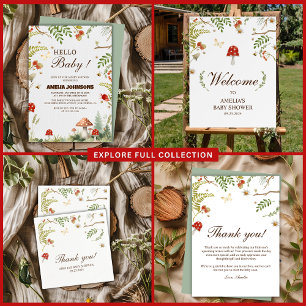 Hallo Baby Winter Wald Pilz Babydusche Einladung