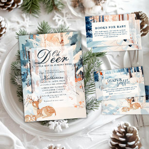 Oh Dei Winter Woodland Snowy Forest Babydusche Einladung