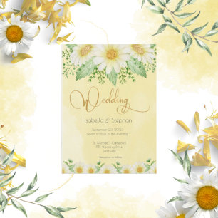 Daisies Watercolor White Floral Modern Wedding Inv Einladung