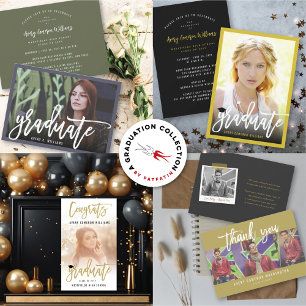 Calligraphy Brush Script Foto Graduation Party Banner