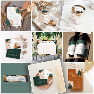 Grüne Terracotta abstrakte Aquarellni Babydusche Postkarte