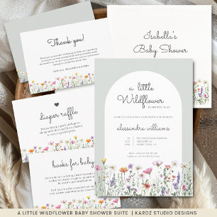 Geschlechtsneutrale Boho-Wildblumen-Windel-Raffle- Mitteilungskarte