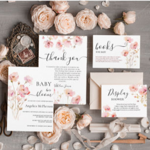 BLOOM BABY BLOOM PINK BLUSWASSERFARBE WILDBLUMEN EINLADUNG