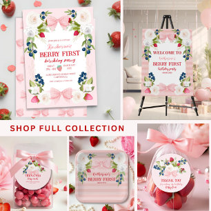 Strawberry 1. Geburtstag Berry Sweet Pink Runder Aufkleber