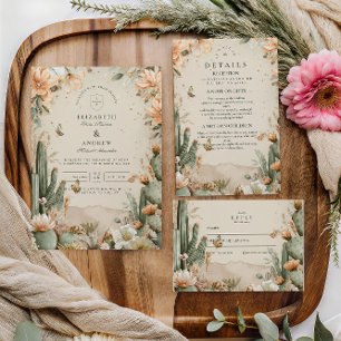 Boho Desert Mountain Cactus Wedding Einladung