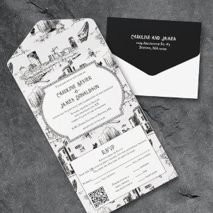 Boston Toile RSVP Card Dankeskarte
