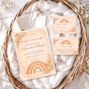 Minimalistische Boho-Regenbogen-Baby-Party Einladung