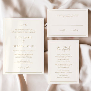 Lucy Ivory Classic Elegant Wedding RSVP Karte