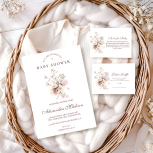 Romantische Frühlingsblumen-Baby-Party Einladung