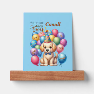 Willkommen Baby Boy Welpe Hund und Balloons Design Magnet