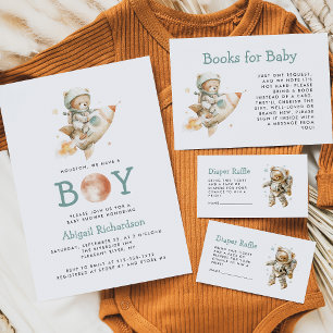 Süße Astronaut-Teddybär-Bücher für Baby-Party Begleitkarte