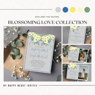 Blühende Liebe Hochzeit der Blauen Blütenblume Quadratischer Aufkleber