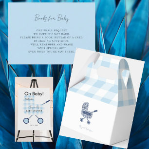 Baby Blue Gingham Baby Shower Einladung