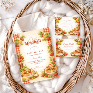 Rustikale rote Gingham-Little-Meatball-Baby-Party Einladung