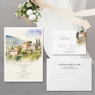 Elegante Italien Landschaft Hochzeit in Urlaubsort Einladung