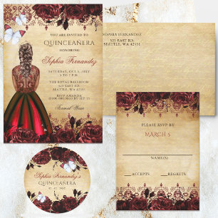 Rustikaler Vintager Rotflorengatterling Runder Aufkleber