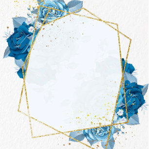 Cyan Blue Gold Geometric Couples Dusche Einladung