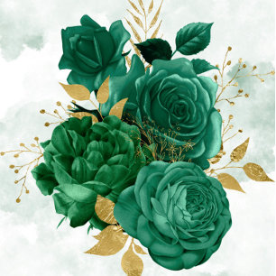 Emerald Green Peony Gold Glitzer Wedding Einladung