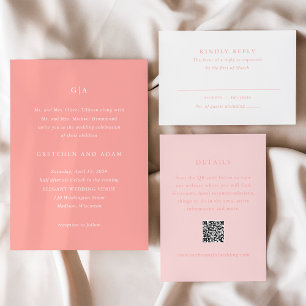 Gretchen Coral Pink Elegant Wedding Einladung