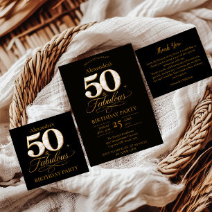 Luxus Schwarz Gold 50 & Fantastischer Geburtstag Pappteller