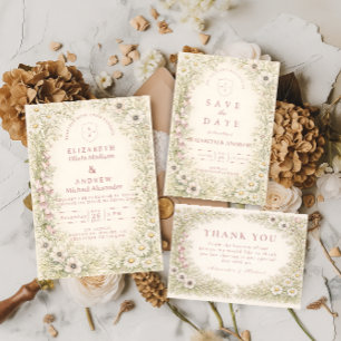 Hochzeit im Vintage-Wildblumengarten Einladung