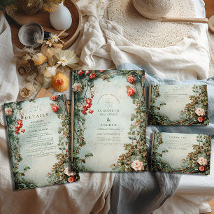 Vintage Blumenhochzeit Dankeskarte