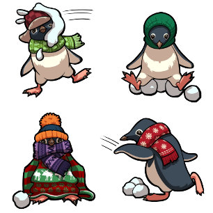 Merry Xmas Penguin Weihnachten Snowball Cartoon