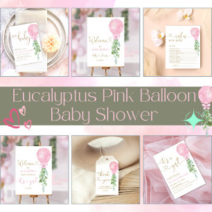 Elegant Pink Balloon Baby Shower Vielen Dank Geschenkanhänger