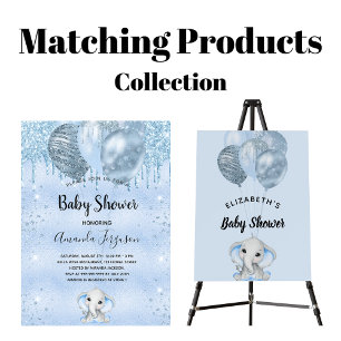 Baby Dusche hellblau Glitzer Tropfen Junge Einladung