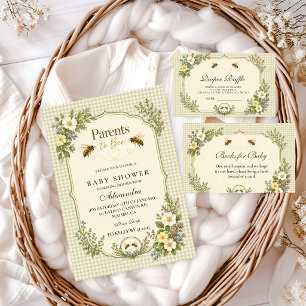 Botanische Eltern für Bienchen-Baby-Party-Windelta Begleitkarte