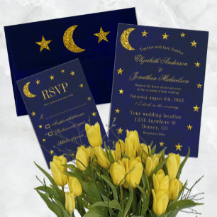 Celestial Night Sky Wedding RSVP Karte