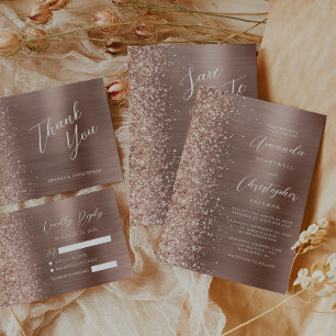 Rose Gold Brushed Metal Wedding Details Begleitkarte