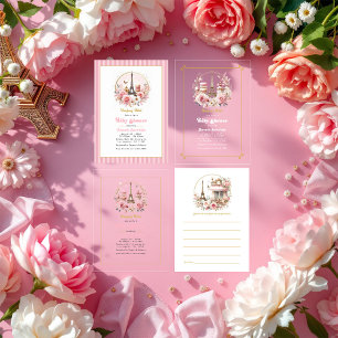 Bonjour Bébé Parisian Chic Baby Shower Pergament Einladungen