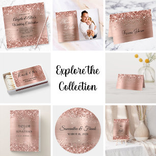 Glittery Rose Gold Shadow Foil Elegant Wedding Einladung