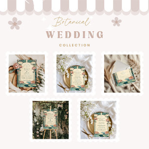 Art Nouveau Lotus Floral Wedding Dankeskarte