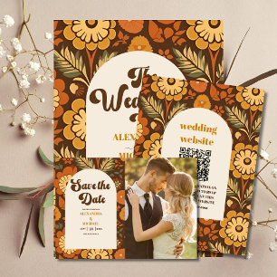 Arch Modern Retro 70er Floral Wedding Save The Date