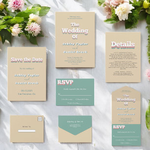 Vintag Retro 70er Groovy Moderne Hochzeit RSVP Karte