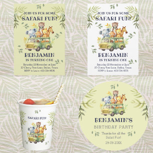 Niedlich Kids Jungle Safari Geburtstag Vielen Dank Runder Aufkleber