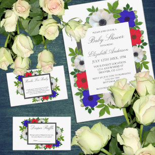 Patriotic Panda Anemone Kinderdusche Windelwanne Begleitkarte