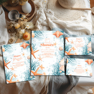 Tropical Summer Beach Starfish Babydusche Pappteller