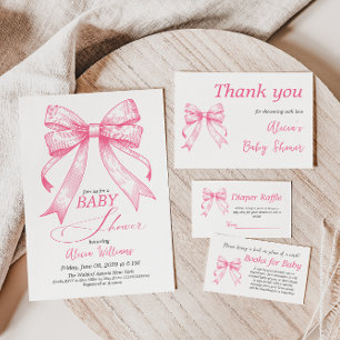 Coquette Pink Bow Retro Girl Babydusche Dankeskarte
