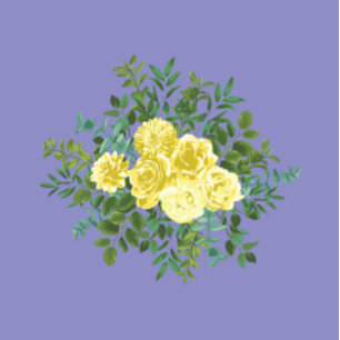 Yellow Rose & Purple Periwinkle Wedding Einladung