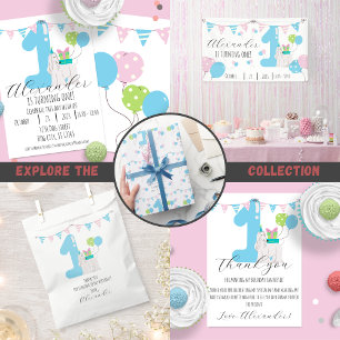 Niedlicher Hund neben blauer Nummer eins Erster Ge Dankeskarte