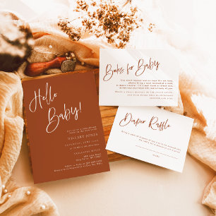 Terracotta Bohemisch Babydusche Einladung