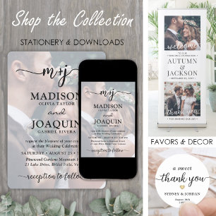 Einfache Stilftige Skriptinitialen 2 Foto Hochzeit Einladung