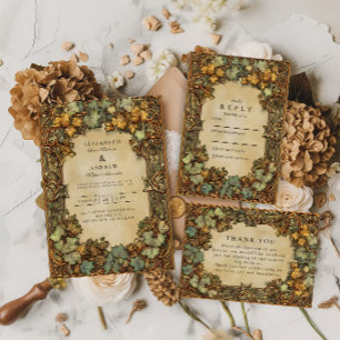 Vintage-Herbst-Botanik-Hochzeit Save The Date