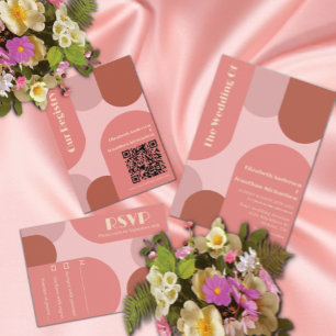 Retro Arches Coral Pink Wedding Einladung