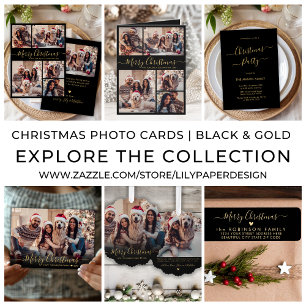 Modern Gold Script Einfach 2 Foto Weihnachten Ornament Karte